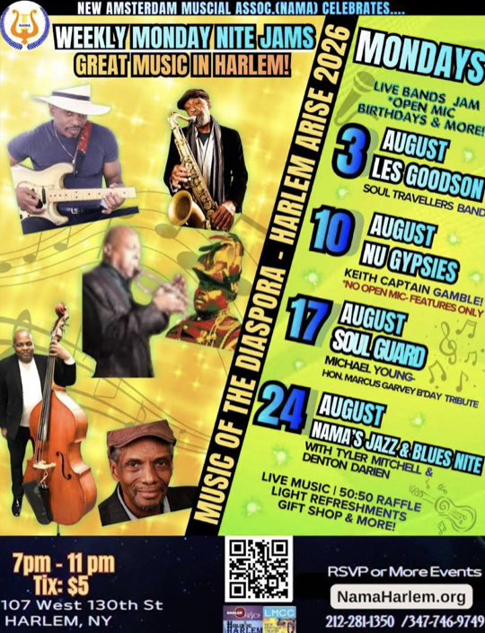 AUGUST 2026 - NAMA's WEEKLY Monday Nite Jams