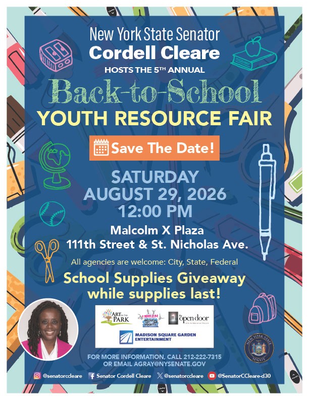NY State Senator Cordell Cleare 5th Annual Back-to-School Youth Resource Fair